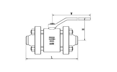 高壓對焊球閥Q61N-320P結(jié)構(gòu)尺寸圖解