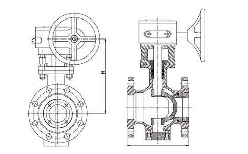 上裝式偏心半球閥DYQ340F(H)-16結(jié)構(gòu)尺寸圖解